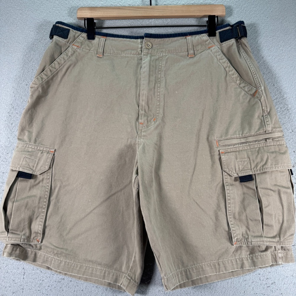 Vintage No Boundaries Cargo Shorts Mens 36 Brown Adjustable Utility Classic Y2K‎